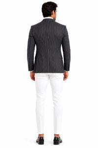 Purple Pinstripe Blazer With White Pants - Suit - Party Blazer
