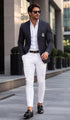 Purple Pinstripe Blazer With White Pants - Suit - Party Blazer