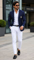 Purple Pinstripe Blazer With White Pants - Suit - Party Blazer