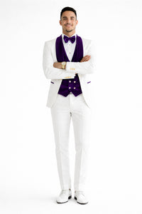 Purple Prom Suit - Purple Prom Outfit -White and Purple Prom  Tuxedo