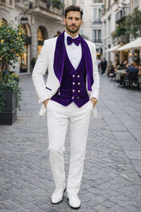 Purple Prom Suit - Purple Prom Outfit -White and Purple Prom  Tuxedo