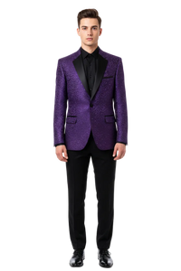 Alberto Nardoni Purple Notch Lapel Floral Sportcoat