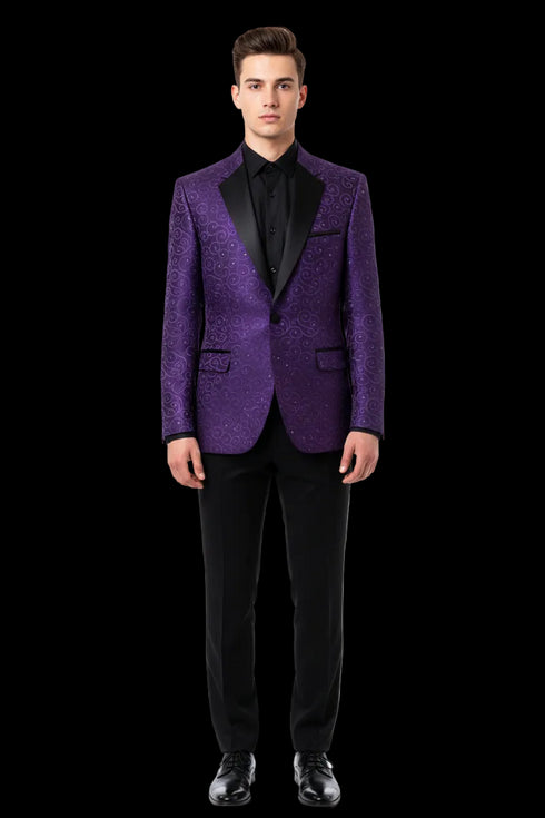 Alberto Nardoni Purple Notch Lapel Floral Sportcoat