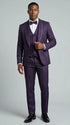 Men's Purple Floral Shawl Lapel Tuxedo Set with Satin Trim for Wedding & Prom