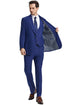 Men's Stacy Adams Peak Lapel Blue Windowpane Plaid Suit with a Scoop Neck Vest