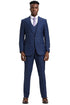 Men's Stacy Adams One Button Peak Lapel Double Breasted Vest Suit in Blue & Purple Plaid