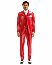 Light Red and White Pinstripe - Gangster 1920s Pinstripe Suit - Mens  Fashion Suit