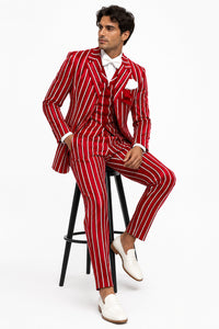 Light Red and White Pinstripe - Gangster 1920s Pinstripe Suit - Mens  Fashion Suit
