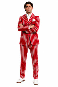 Red and White Pinstripe Gangster 1920s Pinstripe Suit - Mens  Fashion Suit