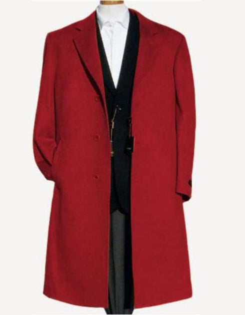 Red Trench Coat - Long Red Coat - Mens Red Peacoat - Mens Red Overcoat - Wool Fabric