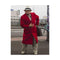 Mens Trench coat - Red Wool Fabric Trench Coat Single Breasted Long Topcoat