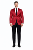 Men’s Slim Fit Red Satin Blazer – Elegant Two-Button Formal Suit Jacket for Weddings, in Red Color