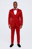 Burgundy Satin Tuxedo Set – 4-Piece Ensemble for Weddings & Proms