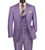 Regular Fit Light Purple Glen Plaid Three-Piece Suit 