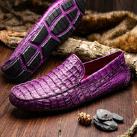 Marco_Di_Milano Remo: Luxury Purple Leather Loafers