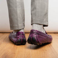 Marco_Di_Milano Remo: Luxury Purple Leather Loafers
