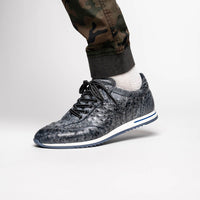 Zelli Rio Genuine Ostrich Quill Sneakers in Faded Black