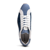 Zelli Ripi Hand Woven Sueded Calfskin Luxury Sneakers in Blue