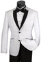 Mens 2 Buttton Slim Contrast Peak Lapel Tuxedo in White