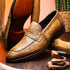 Zelli Roma Genuine Caiman Crocodile Penny Loafers in Taupe