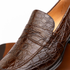 Zelli Roma Genuine Caiman Crocodile Penny Loafers in Cognac
