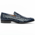 Zelli Roma Classic Penny Loafers in Genuine Caiman Crocodile Navy
