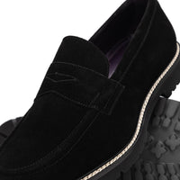 Zelli Roma Versatile Italian Suede Penny Loafers in Black