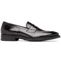 Zelli Roma Hand-Burnished Calfskin Penny Loafers in Black