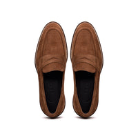 Zelli Roma Italian Suede Penny Loafers in a Beautiful Tobacco Finish