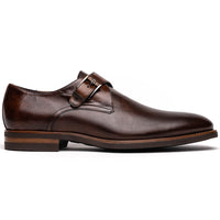 Zelli Roman Smooth Calfskin Monk Strap Dress Shoes in Chestnut