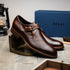 Zelli Roman Smooth Calfskin Monk Strap Dress Shoes in Chestnut