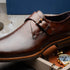 Zelli Roman Smooth Calfskin Monk Strap Dress Shoes in Chestnut