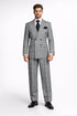 Suits With Baggy Pleated Pants - Wide Leg Pants 100% Wool - Classic Fit in Black and White Plaid Color by Rossiman