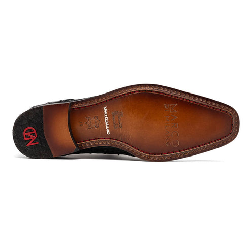 Marco Di Milano Rovigo Black Exotic Crocodile Skin Single Monk-strap Loafers
