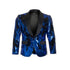 Men’s Royal Blue and Black Reversible Sequin Blazer, 1 Button Shiny Formal Party Jacket