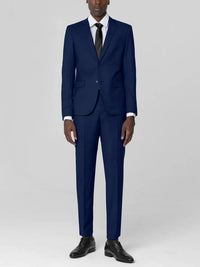 Mens Two Button Royal Blue Birdseye Suit