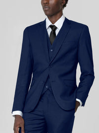 Royal Blue Birdseye Modern 2-Button Three Piece Suit