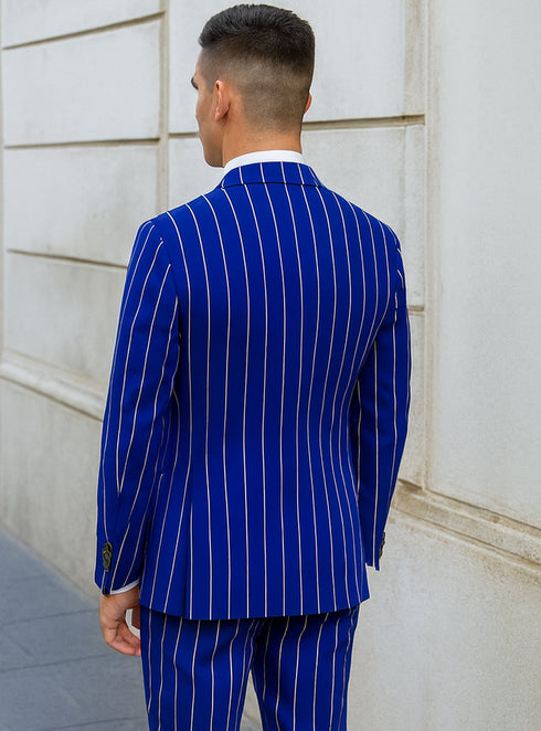 Royal Blue Pinstripe Suit - Gangster Suit - 1920's Suit - Double Breasted Suit