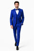 Mens Royal Blue Tuxedo - Men's Vested Satin Trim Shawl Wedding & Prom Royal Blue Tuxedo