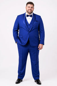 Mens Royal Blue Tuxedo - Men's Vested Satin Trim Shawl Wedding & Prom Royal Blue Tuxedo