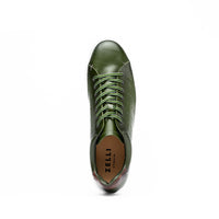Zelli Russo Burnished Calfskin and Crocodile Luxury Sneakers in Olive