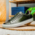 Zelli Russo Burnished Calfskin and Crocodile Luxury Sneakers in Olive