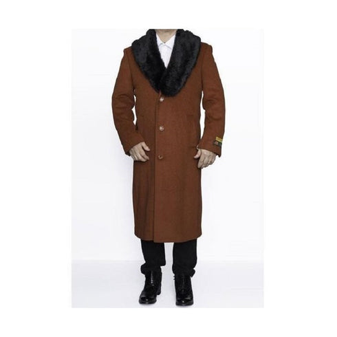 Mens Rust three Button Notch Lapel Big And Tall Overcoat