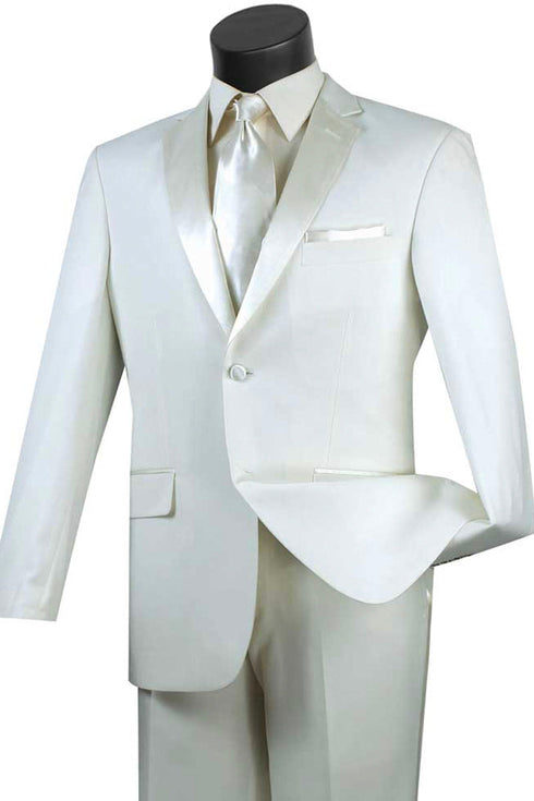 Mens Slim Fit Wool Feel Tuxedo in Ivory