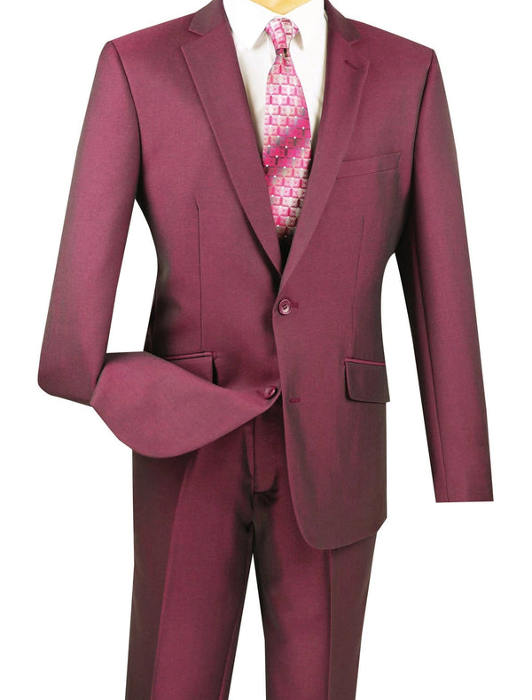 (38R, 46R, 50L) Slim Fit 2 Piece Suit in Burgundy