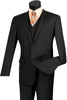Mens Vested Slim Fit Wool Feel Suit in Black