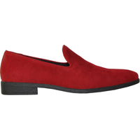 Bravo Mens Vegan Suede Wedding & Prom Slip On Loafer Dress Shoe in Red