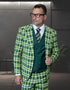 Saboo by Statement Mens Modern Fit 3 Piece 100% Wool Plaid Suit – Peak Lapel, Double Breasted Vest