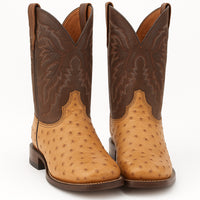Dan Post Men's Alamosa Full Quill Ostrich Square Toe Boots - Sand
