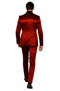 Sateen Fabric Suit - Shiny Tuxedo - Prom Suit - Groom Tuxedos - Red